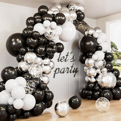 Black and Silver Balloons Garland Arch Kit, Party Decor | Silver Black White by Haolongfa