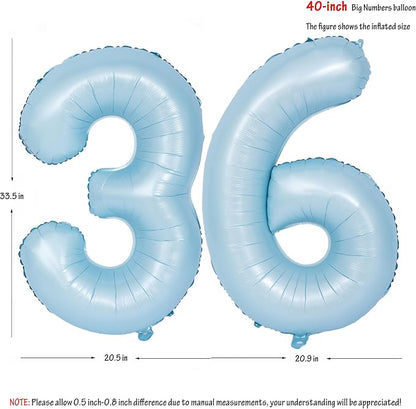 40 In Matte Blue Number Balloons Helium Foil Mylar Balloon Party Digital 36 | - Image 2