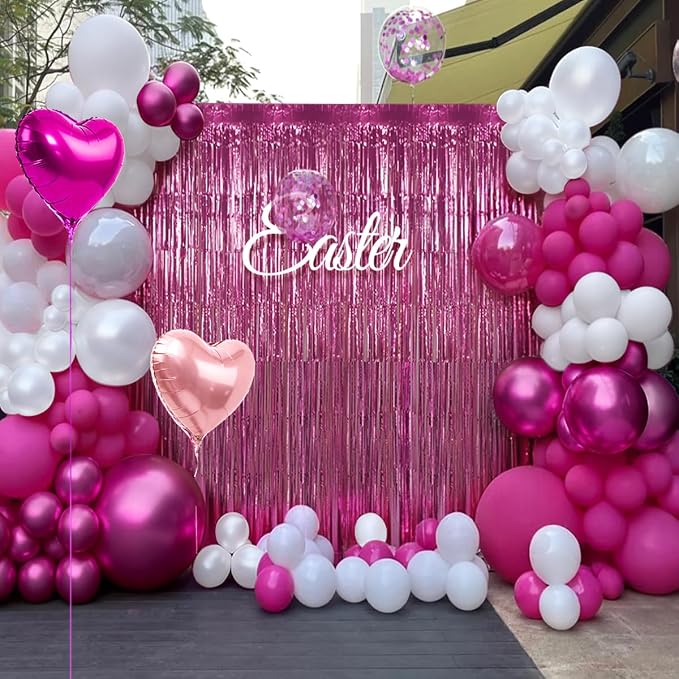 Hot Pink White Balloons Garland Arch Kit - Image 5