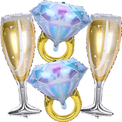 Diamond Ring Balloons Champagne Wine Glass Foil Balloons - Image 8