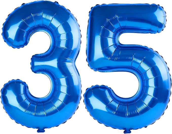 40 Inch Number 35 Balloons for 35th Birthday Party Decorations, 0-100 Dark Blue by FOBELEC