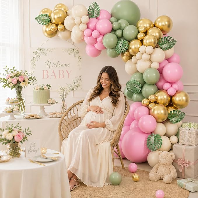 Pink and Green Gold Balloon Arch Kit - Image 5