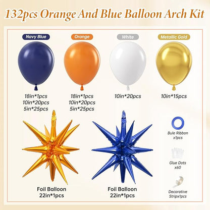 132pcs Blue and Orange Balloon Arch - Image 2