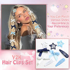 36Pcs Navy Blue Mini Bow Hair Clips Star Snap Hair Barrettes for Women White Water Drop No Slip Hair Clips Small Hair Bows Star Bowknot Hair Accessories for Teens Girls