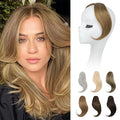 REECHO Bangs Hair Clip in Bangs, 2 PCS Face-Framing Classic Curtain Bangs Fringe Fake Bangs Hairpieces for Women Daily Wear - Golden Blonde with Blonde Highlights