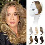 REECHO Bangs Hair Clip in Bangs, 2 PCS Face-Framing Classic Curtain Bangs Fringe Fake Bangs Hairpieces for Women Daily Wear - Golden Blonde with Blonde Highlights