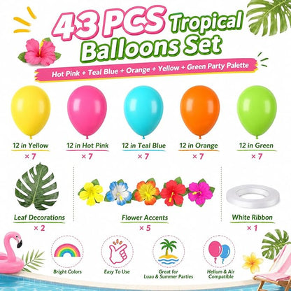 Tropical Balloons, 12 Inch Hawaiian Balloons - Image 2
