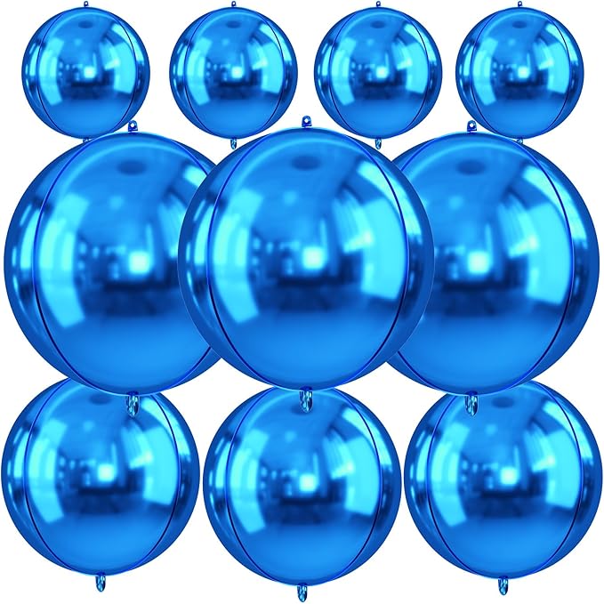 10Pcs Blue Round Foil Balloons, Metallic Light Blue Foil Baloon by FunHot