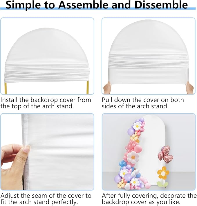 Hemmotop Stretchy Arch Backdrop Cover Set, 7.2 ft and 6 ft | Spandex, 2 Sided - Image 7