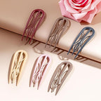 6 PCS French Hair Pins for Women - Large U-Shaped Hair Forks with Internal Teeth, Strong Hold for Thick & Thin Hair, Effortless French Twists, Updos, Buns & Chignons, Hairstyle Accessories