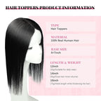 Hair Topper 16inch Hair Toppers for Women Real Human Hair 360° 3D 75g Natural Hairpiece Wiglet Extensions for Thin 6x7inch Large Base (#1Toppers-16inch)