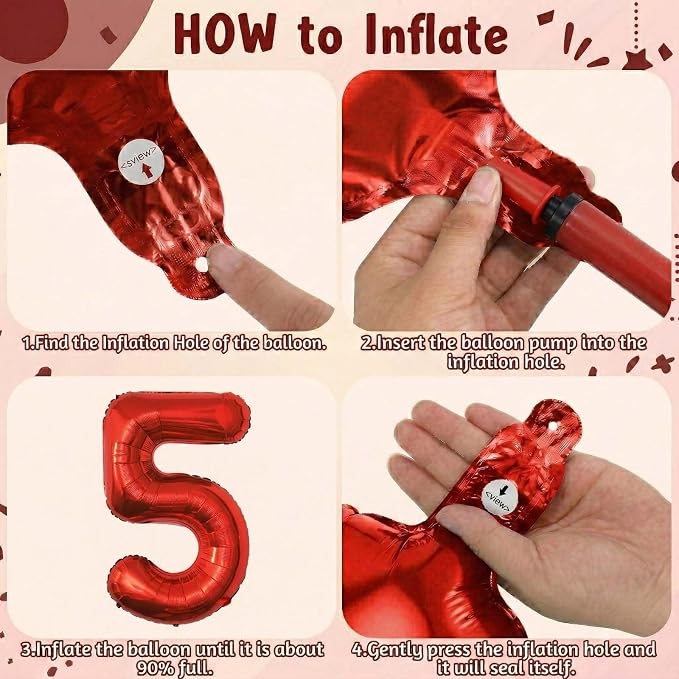 Red Number 5 Balloon 40 Inch, Foil Numeral - Image 5