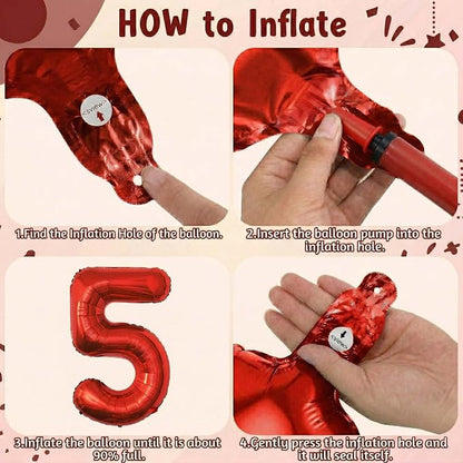 Red Number 5 Balloon 40 Inch, Foil Numeral - Image 5