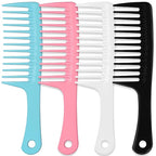 MODENGKONGJIAN 4PCS Wide Tooth Detangling Comb, Large Hair Styling Comb for Curly, Wet, Long Hair (Multi-colored, Polypropylene, Handgrip)