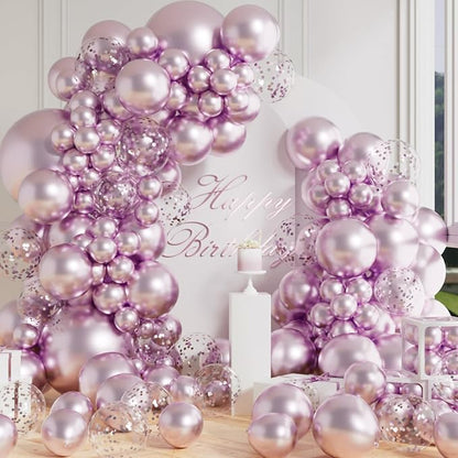 AULE 100Pcs Metallic Lavender Balloons 18/12/10/5 Inch Different Sizes | Lilac by AULE