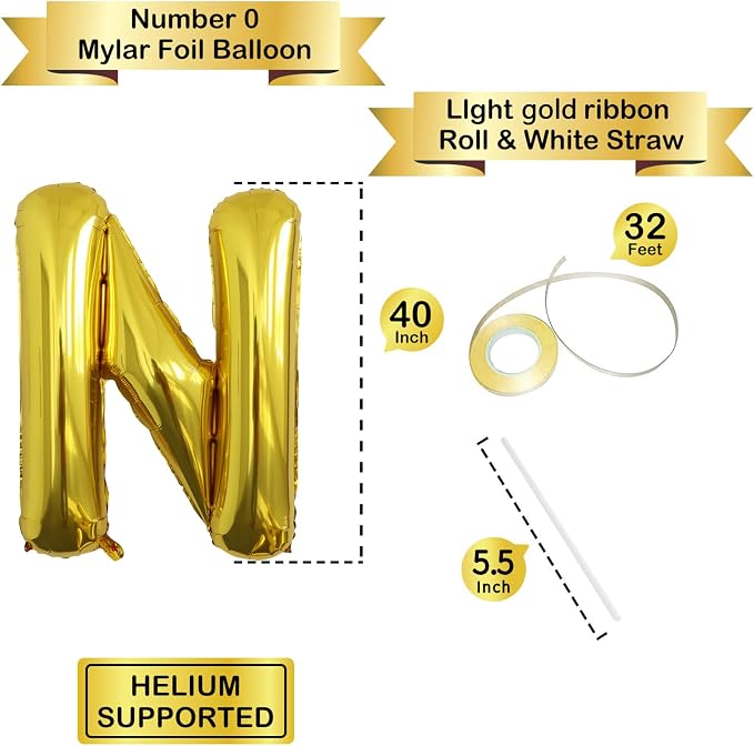Letter Balloons Gold Party Balloon - Image 3