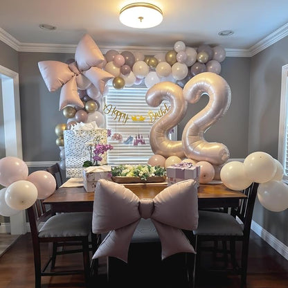 38 Inch Pink Bow Foil Balloons, Large Pink Mylar Bowknot Balloons Coquette - Image 3
