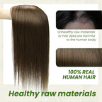 HAIR Toppers for Women Real Human Hair 6x7 inch 150 Density Base 12 inch 55grams medium dark brown Topper for Women with Thinning Hair(#4 12inch)