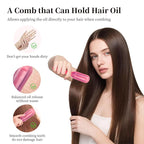 Hair Oil Applicator Comb, Hands-Clean Oiling Brush for Quick Even Application, Wide Teeth Oil Distribution Comb with 10ml Container/Scale Handle for Women/Girls Thick/Curly Hair Daily Care