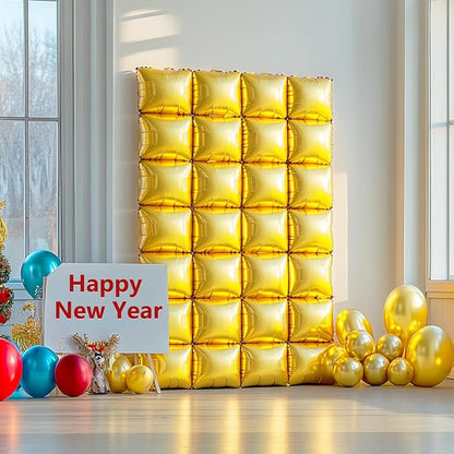NISOCY 36PCS Metallic Gold Square Foil Balloons Wall Backdrop | Double Sided - Image 5