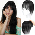 Hair Toppers for Women Real Human Hair Clip in Bangs 360° Cover Remy Human Hair Topper with Bangs for Thinning Realistic Scalp Upgrade Swiss Lace Base Hairpieces Cover Gray Hairy Roots Natural 1B