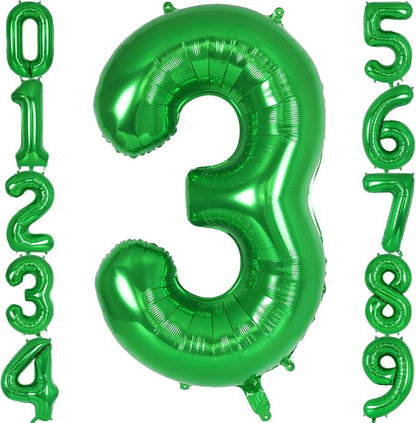 Dark green Number 3 Balloon 40 Inch, Big Large Foil Helium Number Balloons by AIQINHU