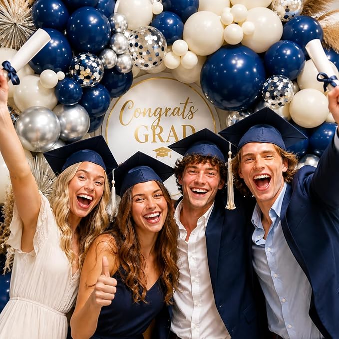 154Pcs Navy Blue Silver Balloons Garland Arch Kit - Image 3