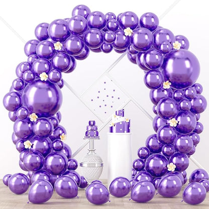Voircoloria 90pcs Metallic Purple Balloons Arch Kit, 18 12 10 5 Inch | by Voircoloria