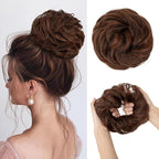 CJL HAIR Large Messy Bun Hair Piece Wavy Curly Scrunchies Synthetic Chignon Ponytail Hair Extensions Thick Updo Hairpieces for Women Red Vino
