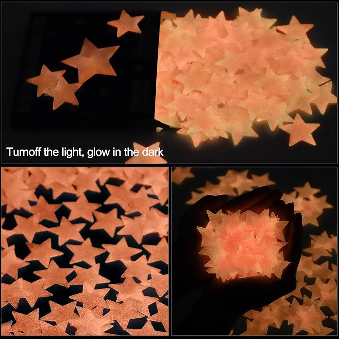 AM AMAONM 100pcs Glow in The Dark Luminous Stars Fluorescent Noctilucent - Image 2