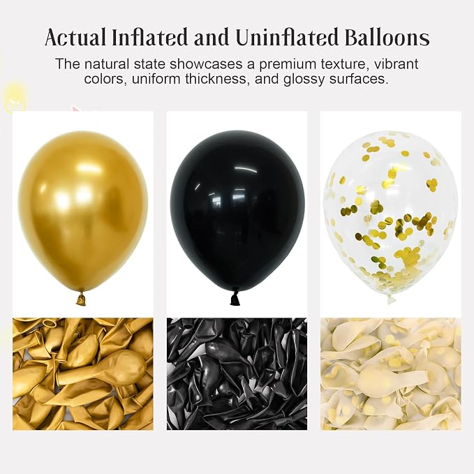 Black and Gold Balloons 55 Pcs 12 Inch Metallic Gold Balloons Black Balloon - Image 3