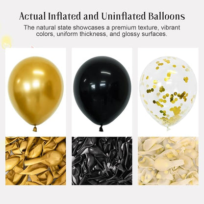 Black and Gold Balloons 55 Pcs 12 Inch Metallic Gold Balloons Black Balloon - Image 3