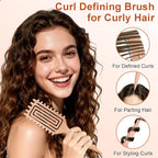 Curly Hair Brush, Curl Defining Brush with Soft Boar Bristles Detangling Tangled Glides, Wide-Teeth Design Effortlessly Shaping & Defining Curls, Curling Definer for Wet & Dry Hair (Beige)