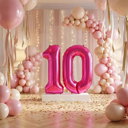 40 Inch Hot Pink Number 0 Balloon, Giant Number Balloons, Birthday Decor | - Image 5
