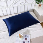 SLPBABY 100% Natural Pure Silk Pillowcase for Hair and Skin, Both Side 19 Momme Silk, Luxury Smooth Satin Pillowcase Cover with Hidden Zipper (King, Navy Blue)
