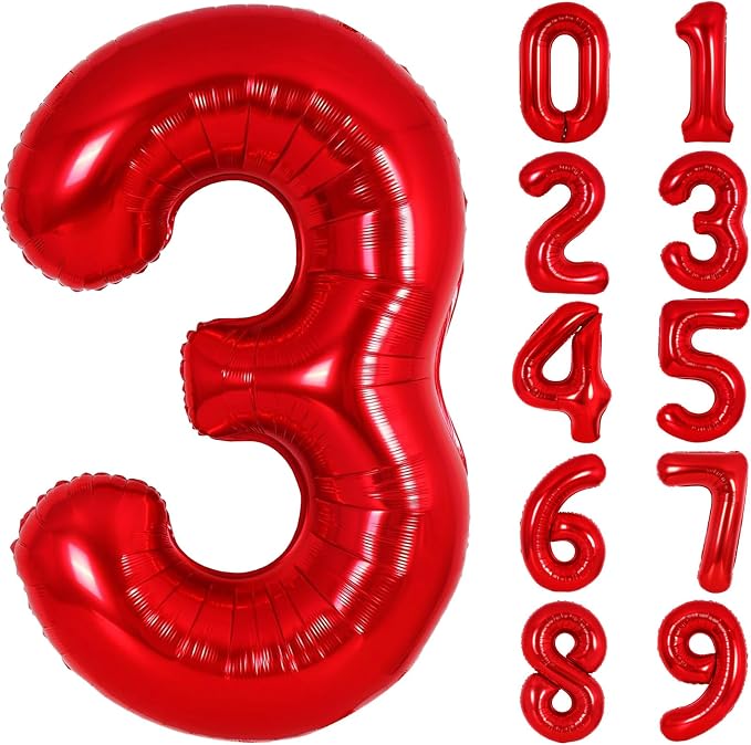 Number Balloons Red Party Balloon by United-UnicornsParty
