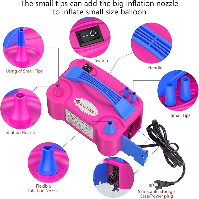 IDAODAN Electric Balloon Pump, Portable Electric Balloon Blower Machine - Image 2