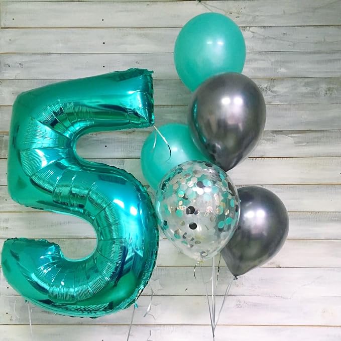 Happy Birthday Balloon 40 Inch Blue-Green 4 Balloon - Image 2