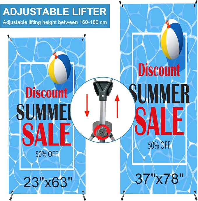 4 Pack X Frame Banner Stand Adjustable Size 23"X63" to 32"X78" - Image 4