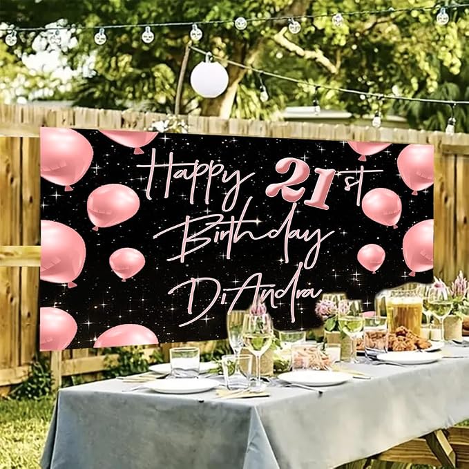 Generic Personalized Happy Birthday Banner, Customized - Image 2
