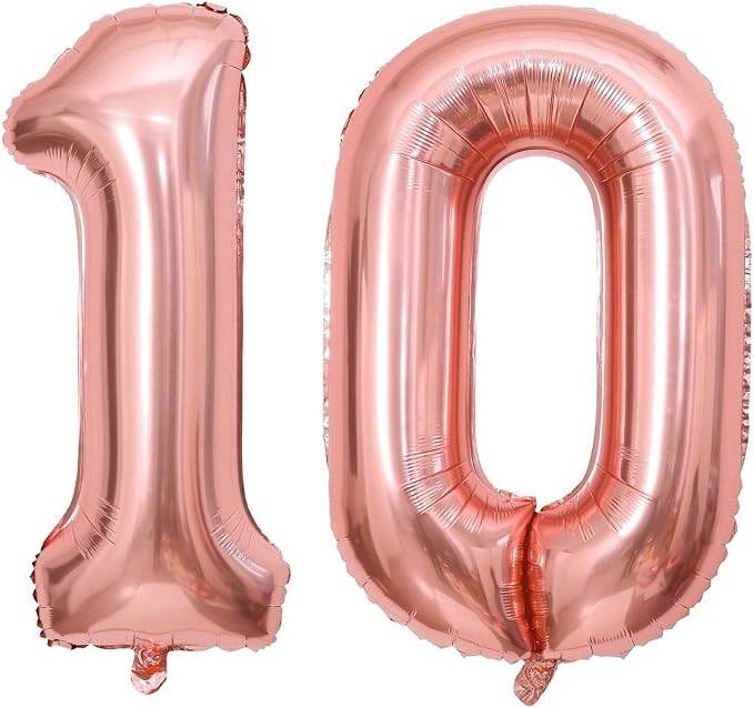 40 Inch Rose Gold 10 Number Balloons Giant 10 Balloons Rose Gold Birthday 10 by LHOAVWE
