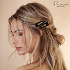 Parcelona French Mini Set of 4 Small Celluloid Acetate, Clic Clac, Snap Hair Clips, No Slip, Fashion Styling Women Hair Accessories, Girls Snap Hair Barrette, Made in France (Black)
