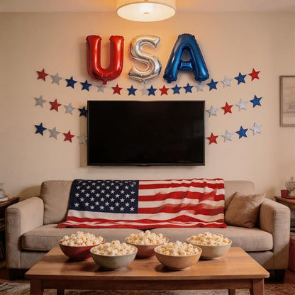 USA Independence Day Banner Garland – Red White and Blue 18 Inch Foil Letter - Image 6