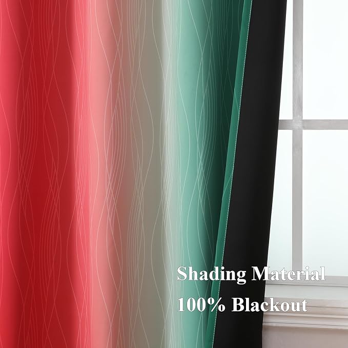 Red and Green Ombre Blackout Curtains - Image 5