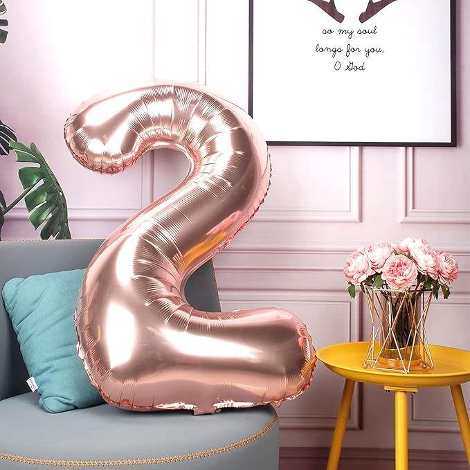 Jonhamwelbor 20 Number Balloons Rose Gold Big Giant Jumbo Number 20 Foil Mylar - Image 3
