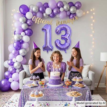 Purple Number 13 Balloon 40 Inch, Giant Metallic Foil Number 13 Balloons - Image 2