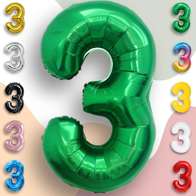 Green Number Balloon 3 Mylar Foil Balloons 32 inch - Image 2