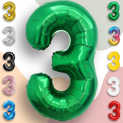 Green Number Balloon 3 Mylar Foil Balloons 32 inch - Image 2