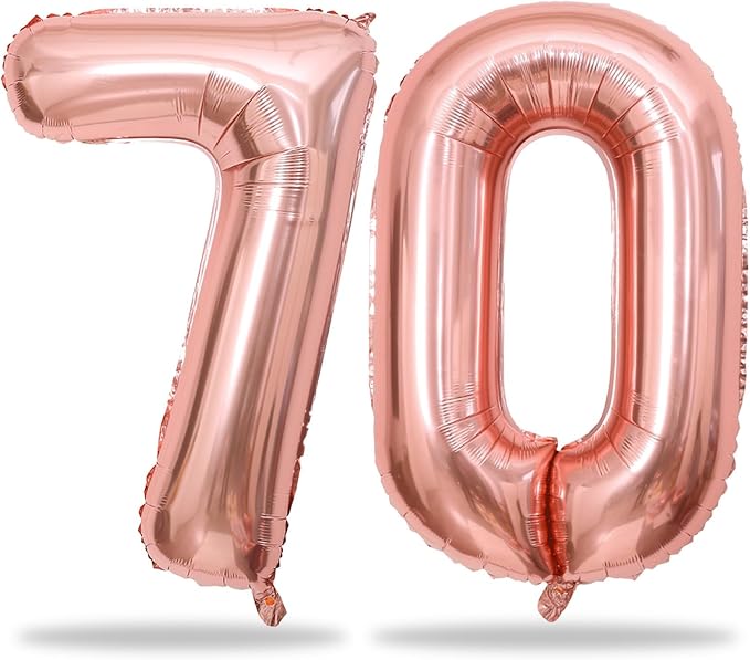 Rose Gold Number 70 Birthday Balloons, 40 Inch Large Rose Gold Mylar Foil by Lingqiang