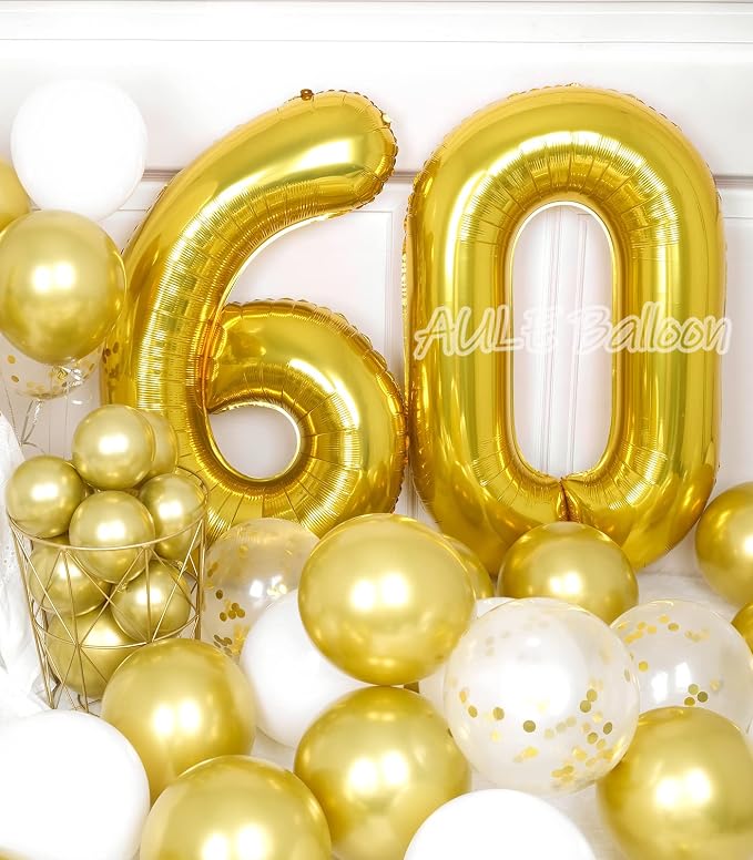 AULE 40 Inch Gold 60 Balloon Number Foil 0-9 Birthday Big Numbers | Birthday - Image 4